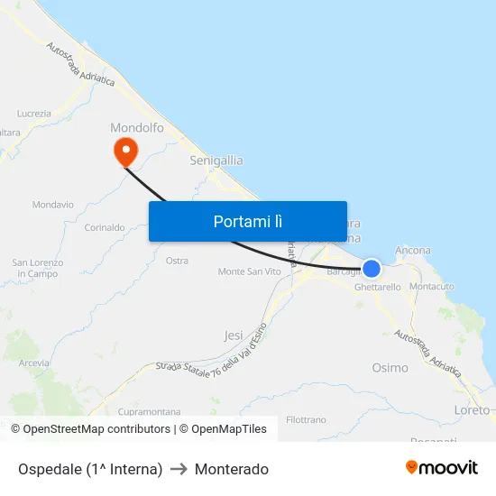 Ospedale (1^ Interna) to Monterado map