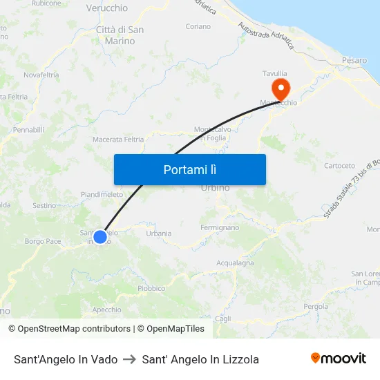 Sant'Angelo In Vado to Sant' Angelo In Lizzola map