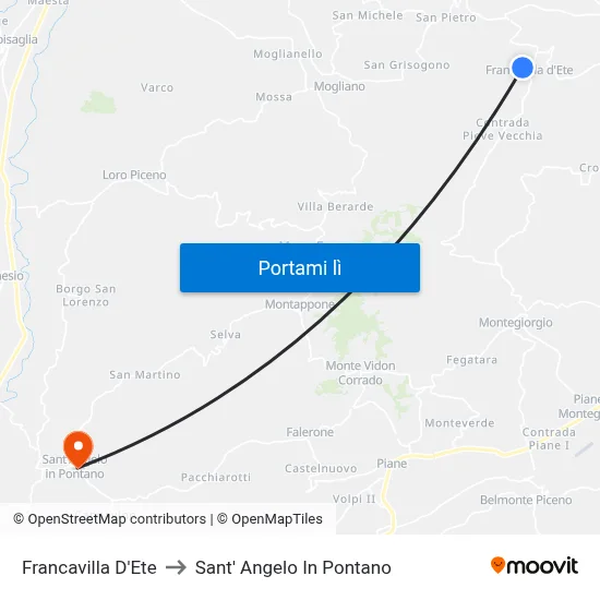Francavilla D'Ete to Sant' Angelo In Pontano map