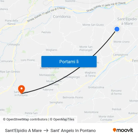 Sant'Elpidio A Mare to Sant' Angelo In Pontano map