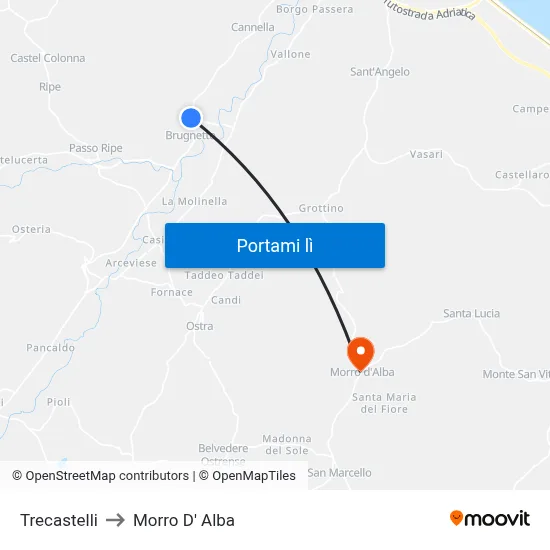 Trecastelli to Morro D' Alba map