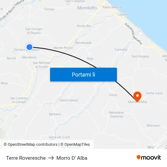 Terre Roveresche to Morro D' Alba map