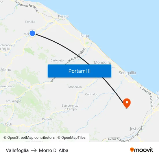 Vallefoglia to Morro D' Alba map