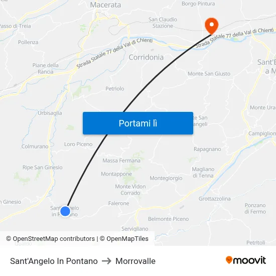 Sant'Angelo In Pontano to Morrovalle map