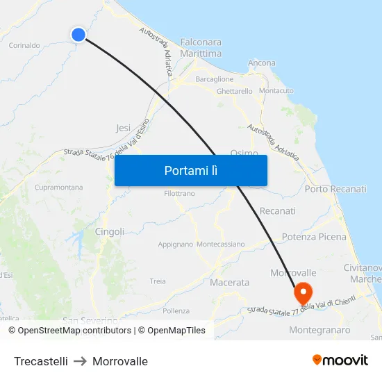 Trecastelli to Morrovalle map