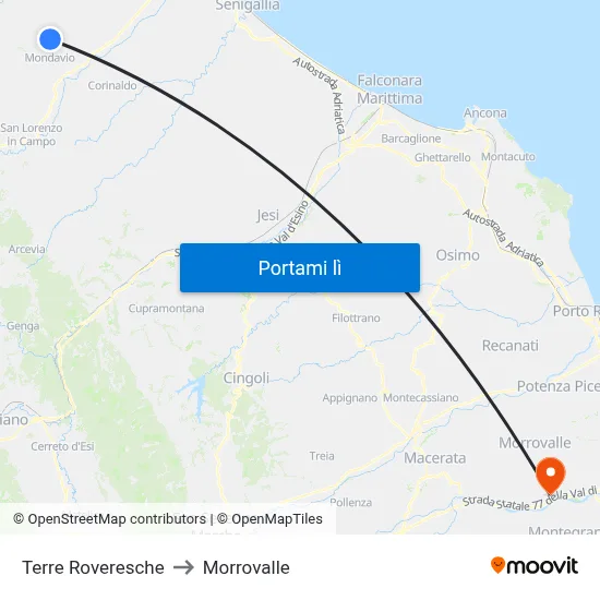 Terre Roveresche to Morrovalle map