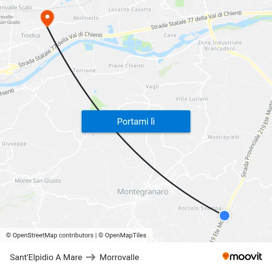 Sant'Elpidio A Mare to Morrovalle map