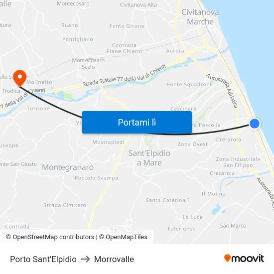 Porto Sant'Elpidio to Morrovalle map