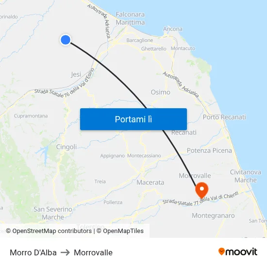Morro D'Alba to Morrovalle map