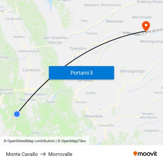 Monte Cavallo to Morrovalle map