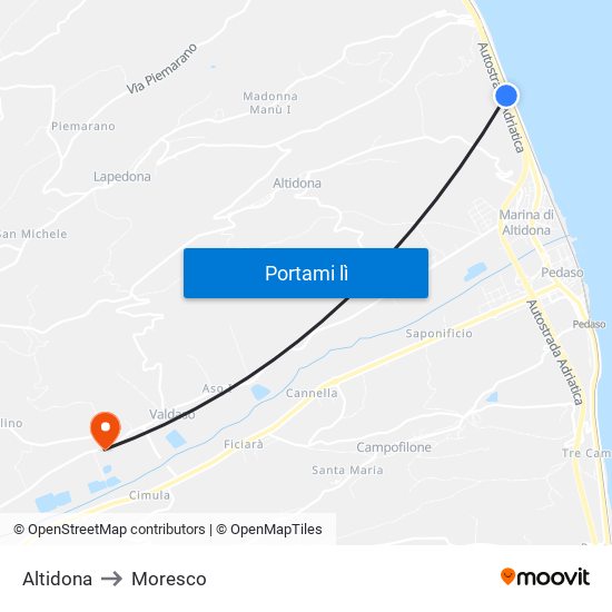 Altidona to Moresco map