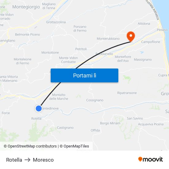 Rotella to Moresco map