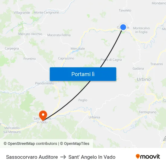 Sassocorvaro Auditore to Sant' Angelo In Vado map
