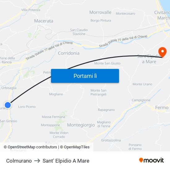 Colmurano to Sant' Elpidio A Mare map