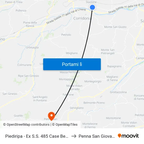 Piediripa - Ex S.S. 485 Case Bellesi to Penna San Giovanni map