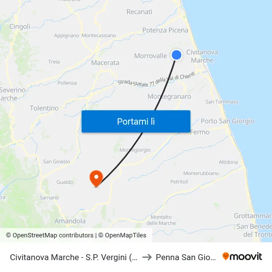 Civitanova Marche - S.P. Vergini (Manegg to Penna San Giovanni map