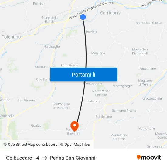 Colbuccaro - 4 to Penna San Giovanni map