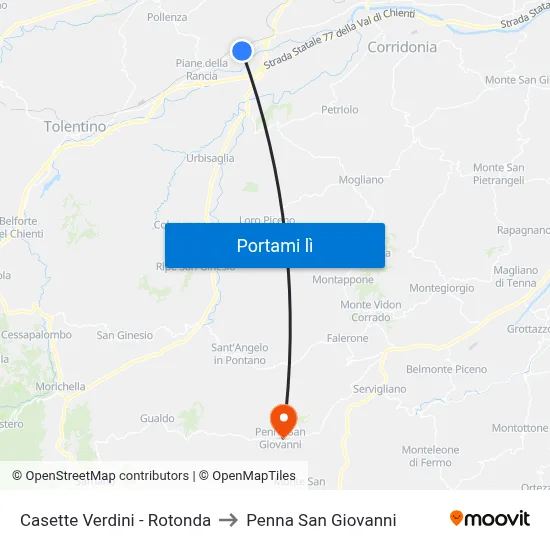 Casette Verdini - Rotonda to Penna San Giovanni map