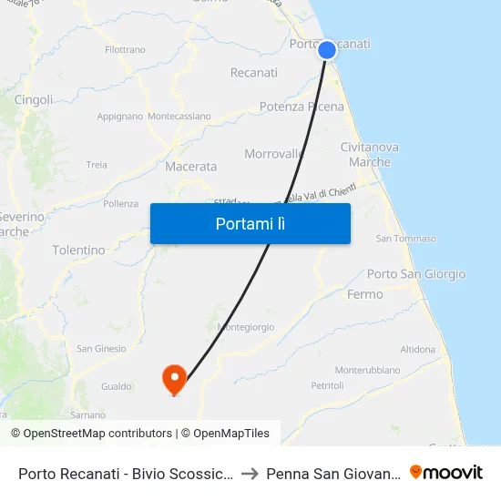 Porto Recanati - Bivio Scossicci to Penna San Giovanni map