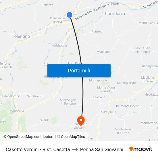 Casette Verdini - Rist. Casetta to Penna San Giovanni map