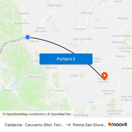 Caldarola - Caccamo (Rist. Ferranti) to Penna San Giovanni map