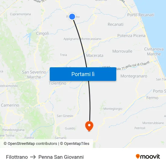 Filottrano to Penna San Giovanni map