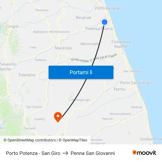Porto Potenza - San Giro to Penna San Giovanni map