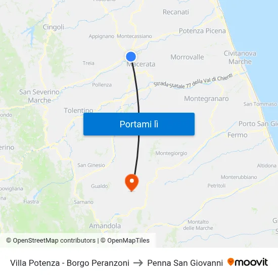 Villa Potenza - Borgo Peranzoni to Penna San Giovanni map