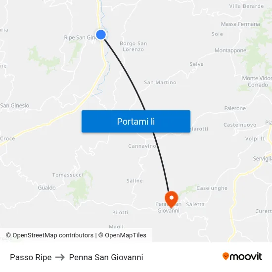 Passo Ripe to Penna San Giovanni map