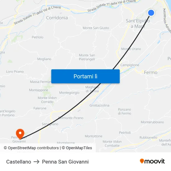 Castellano to Penna San Giovanni map