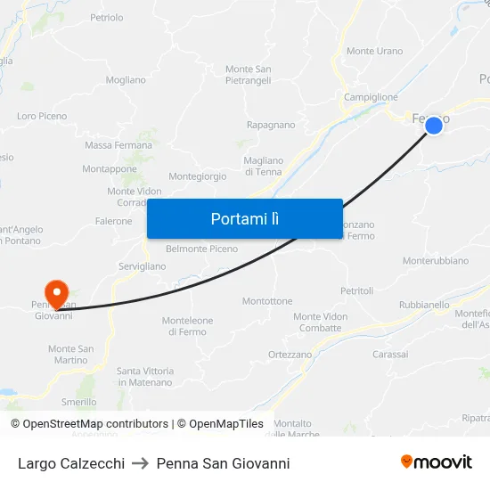 Largo Calzecchi to Penna San Giovanni map