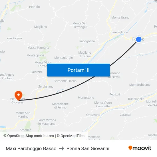 Maxi Parcheggio Basso to Penna San Giovanni map