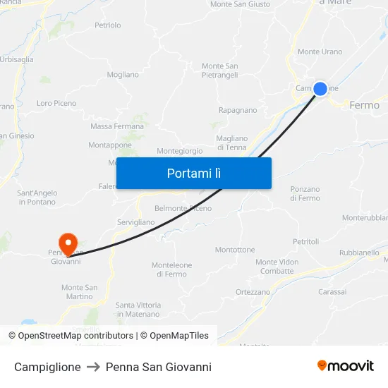 Campiglione to Penna San Giovanni map