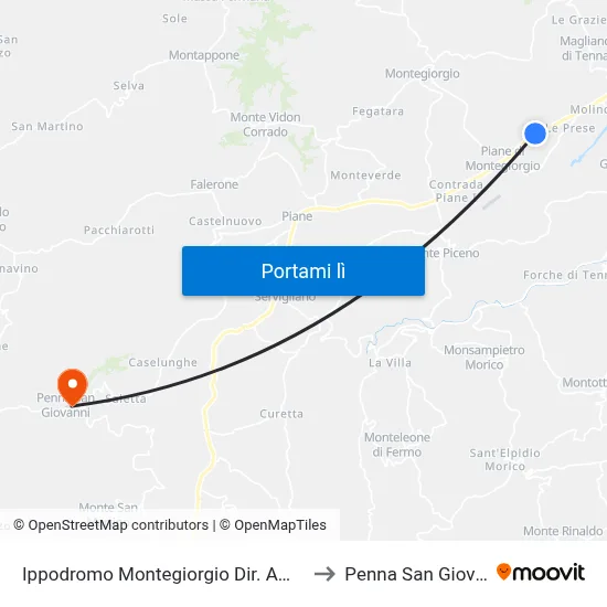 Ippodromo Montegiorgio Dir. Amandola to Penna San Giovanni map