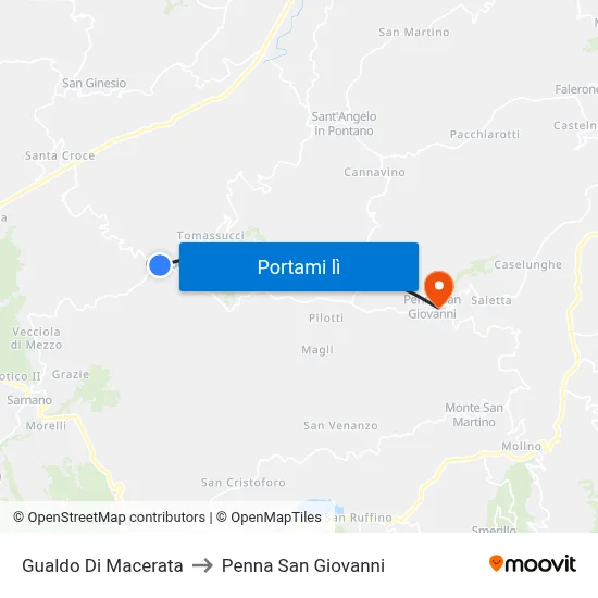 Gualdo Di Macerata to Penna San Giovanni map