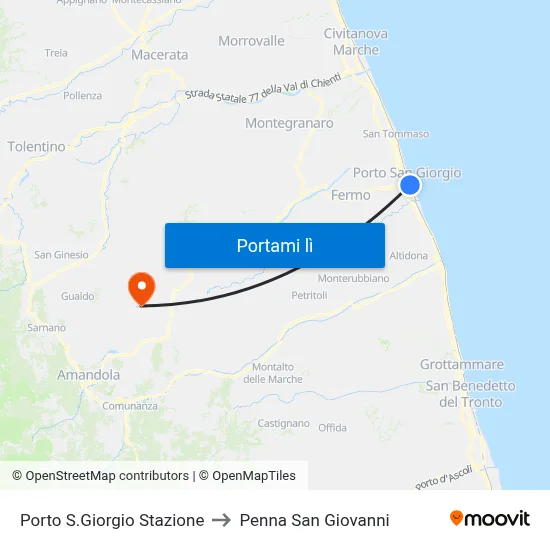 Porto S.Giorgio Stazione to Penna San Giovanni map