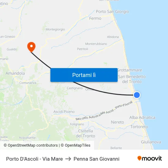 Porto D'Ascoli - Via Mare to Penna San Giovanni map