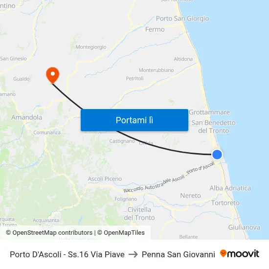 Porto D'Ascoli - Ss.16 Via Piave to Penna San Giovanni map