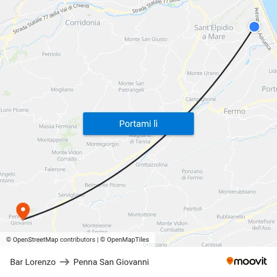 Bar Lorenzo to Penna San Giovanni map