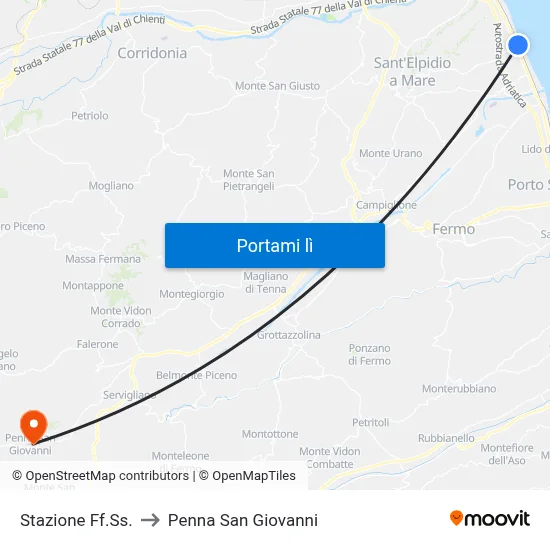 Stazione Ff.Ss. to Penna San Giovanni map