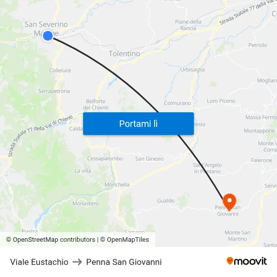 Viale Eustachio to Penna San Giovanni map