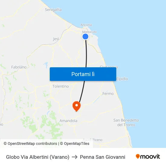 Globo Via Albertini (Varano) to Penna San Giovanni map