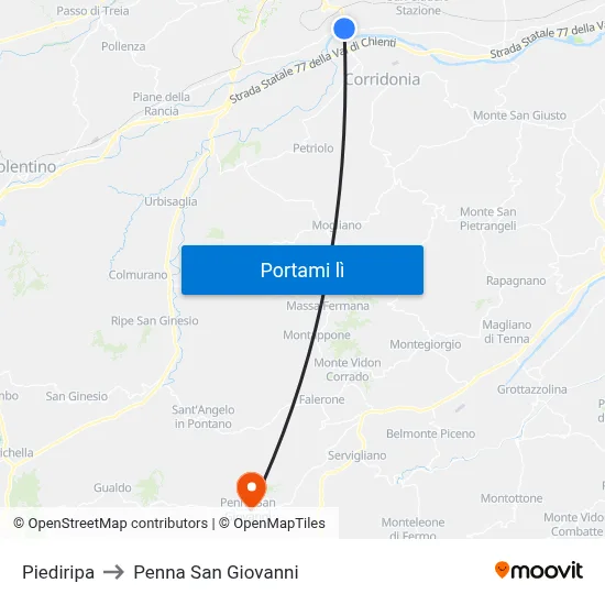 Piediripa to Penna San Giovanni map