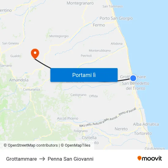 Grottammare to Penna San Giovanni map