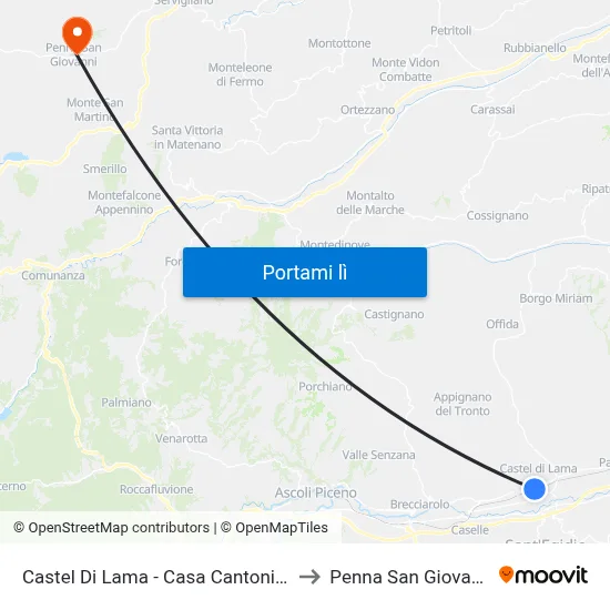Castel Di Lama - Casa Cantoniera to Penna San Giovanni map