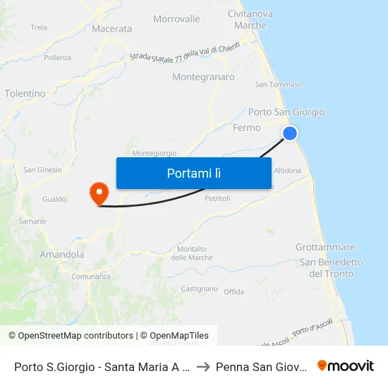 Porto S.Giorgio - Santa Maria A Mare to Penna San Giovanni map
