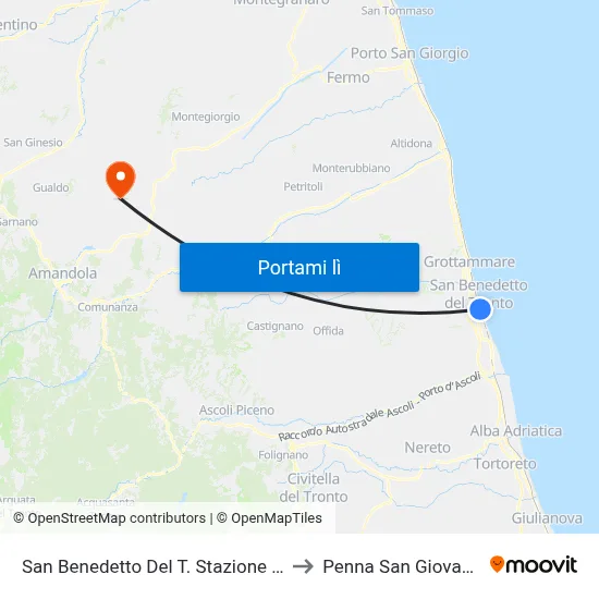 San Benedetto Del T. Stazione FS to Penna San Giovanni map