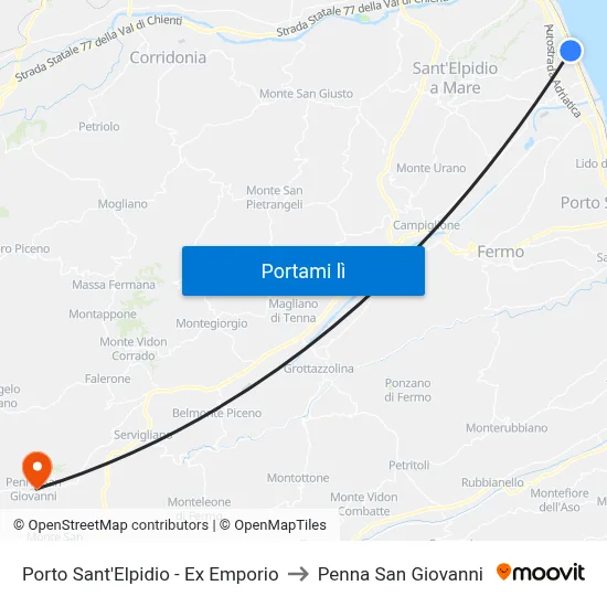 Porto Sant'Elpidio - Ex Emporio to Penna San Giovanni map