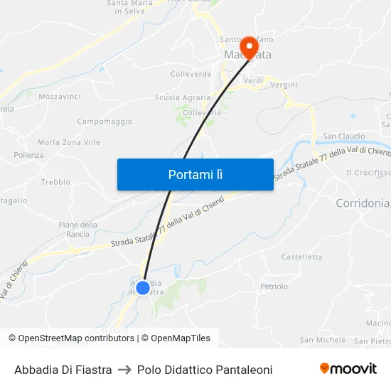 Abbadia Di Fiastra to Polo Didattico Pantaleoni map
