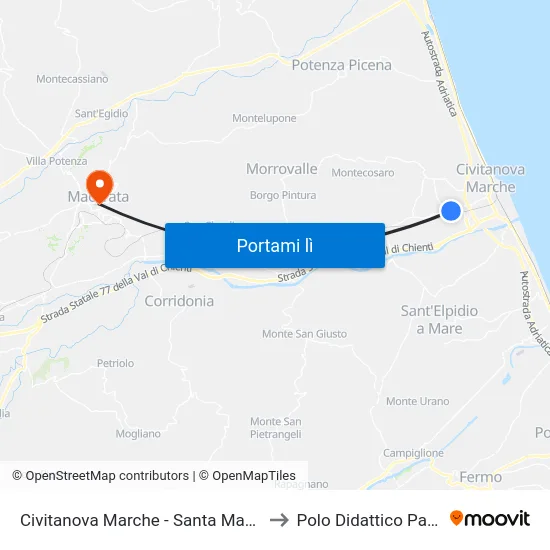 Civitanova Marche - Santa Maria Apparent to Polo Didattico Pantaleoni map